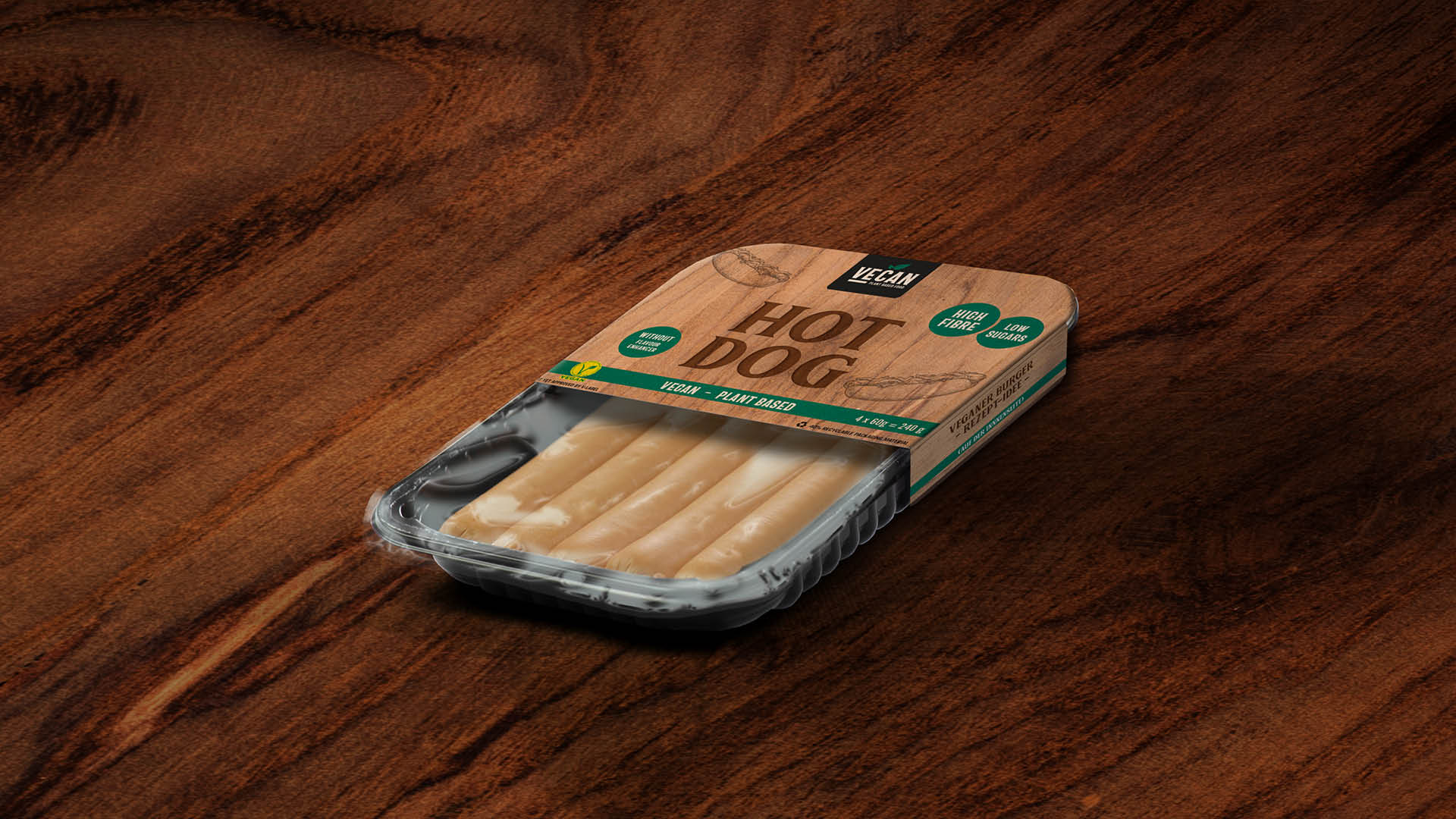 BRAINARTIST: Packaging der Hot Dogs von VAN HEES’ „VECAN plant based food“
