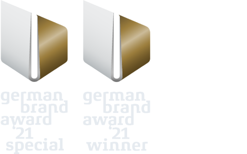 BRAINARTIST: Collage unserer Auszeichnungen „German Brand Award ’21 – Special Mention“ und „German Brand Award ’21 Winner“ für die Überarbeitung der Kommunikation in allen Bereichen von STEITZ SECURA