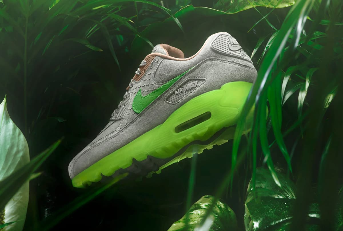 BRAINARTIST: Inszenierung des Nike Air Max 90 „NEW SPECIES“ von BSTN; Blick auf die Sohle